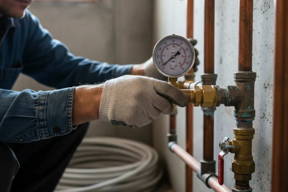 Pressure testing a repaired line during Water Line Repair in Garden Prairie